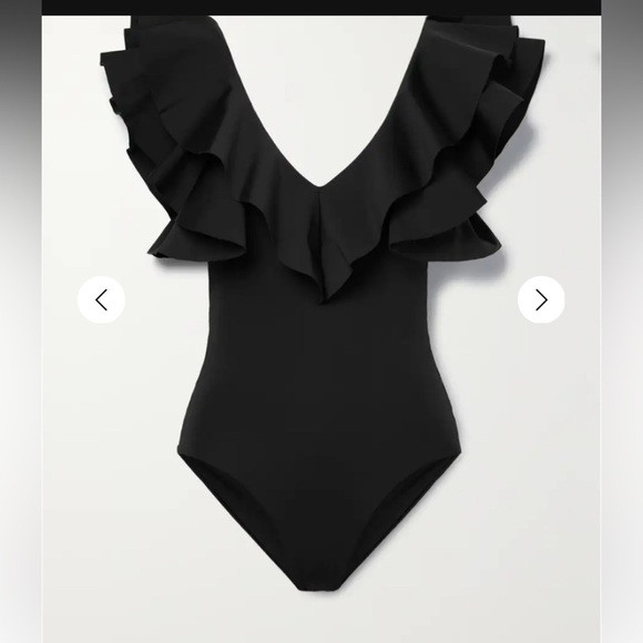 Maygel Coronel “Santa” one piece signature ruffle neck black swimsuit. One Size - Picture 6 of 10